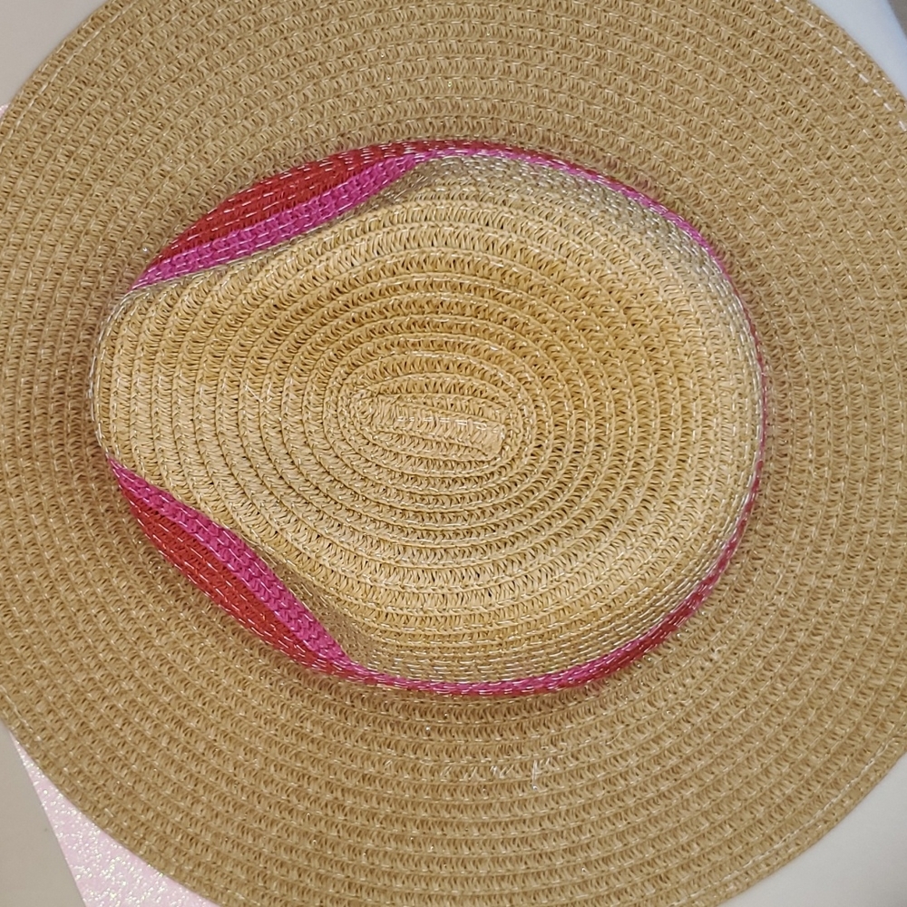 πHPπ Juicy Couture β€οΈπNWTπβ€οΈ Natural Straw Fedora Hot Pink & Red Stripe!β€οΈπ - Picture 9 of 14